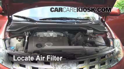 air filter how to 2003 2007 nissan murano 2004 nissan murano sl2004 nissan murano sl 3 5l v6 air filter (engine) check