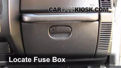 Interior Fuse Box Location: 2004 Jeep Wrangler Rubicon  6 Cyl.