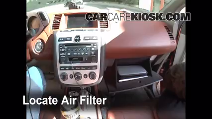 2004 Nissan Murano SL 3.5L V6 Filtro de aire (interior) Cambio