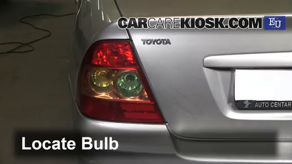 2004 Toyota Corolla Colour 1.6L 4 Cyl. Éclairage Feux de position arrière (remplacer ampoule)