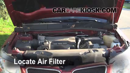 2006 Pontiac Torrent 3.4L V6 Filtre à air (moteur) Changement