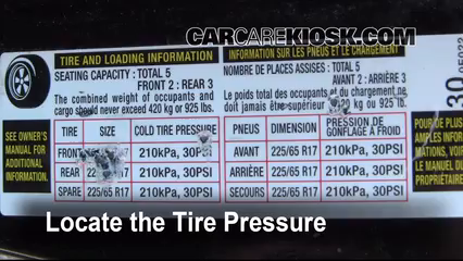 2008 Lexus RX350 3.5L V6 Neumáticos y ruedas Controlar presión de neumáticos