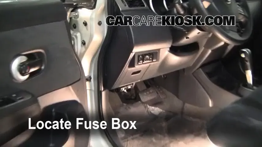 Interior Fuse Box Location: 2009 Nissan Versa S 1.8L 4 Cyl. Hatchback