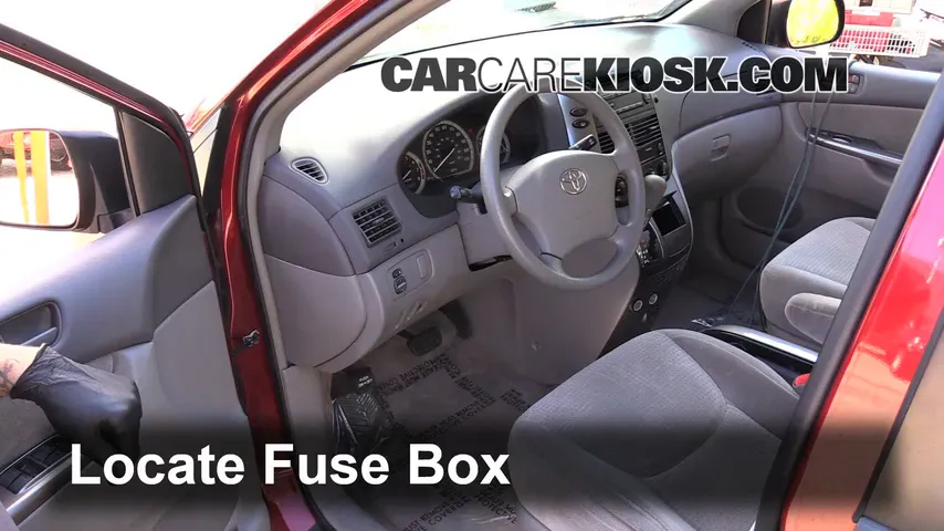 Interior Fuse Box Location: 2008 Toyota Sienna CE 3.5L V6 Mini Passenger Van