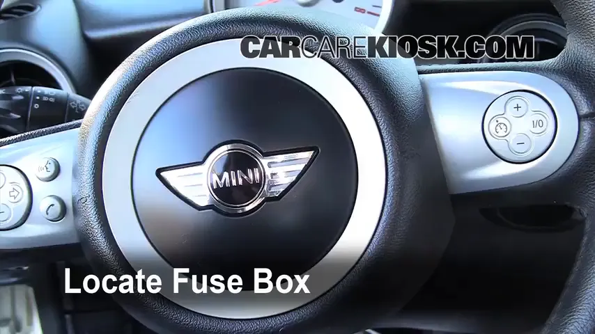 Interior Fuse Box Location: 2009 Mini Cooper Clubman 1.6L 4 Cyl