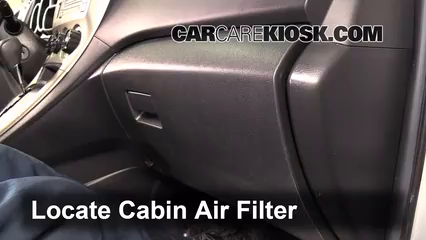 2009 Pontiac Vibe 2.4L 4 Cyl. Filtro de aire (interior) Cambio