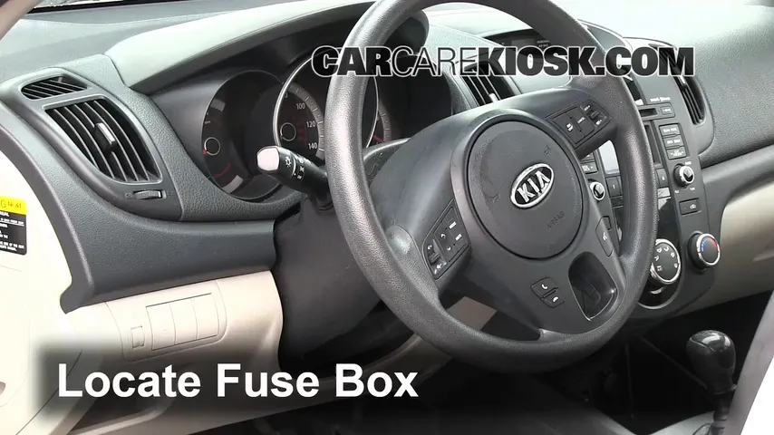 Interior Fuse Box Location: 2010 Kia Forte EX 2.0L 4 Cyl. Sedan (4 Door)