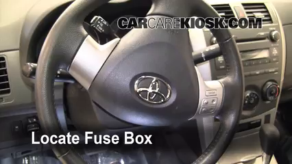 Interior Fuse Box Location: 2010 Toyota Corolla S  4 Cyl.