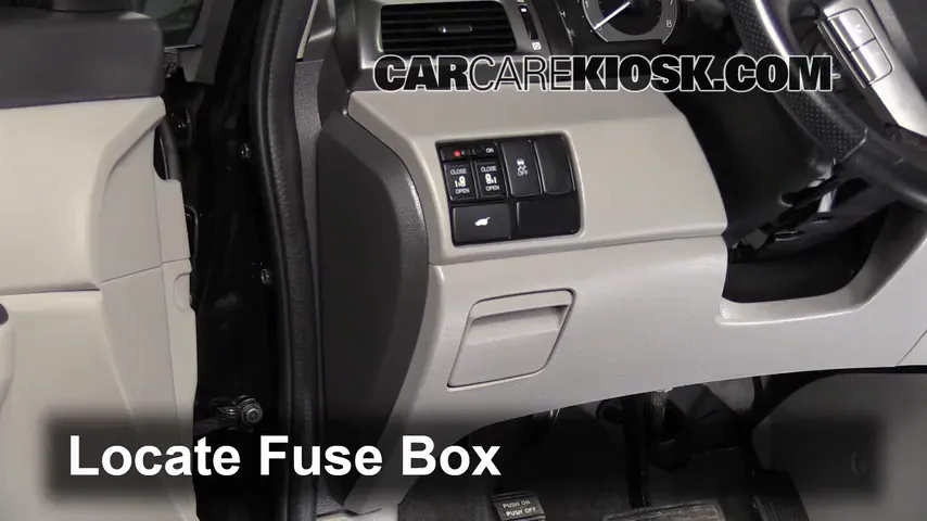 Interior Fuse Box Location: 2011 Honda Odyssey EX-L 3.5L V6