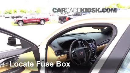 interior fuse box location 2013 2018 cadillac ats 2014 cadillac Dodge Challenger Fuse Box locate interior fuse box and remove cover