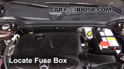 replace a fuse 2015 2018 mercedes benz gla250 2016 mercedes benz Mercedes Clk Class locate engine fuse box and remove cover